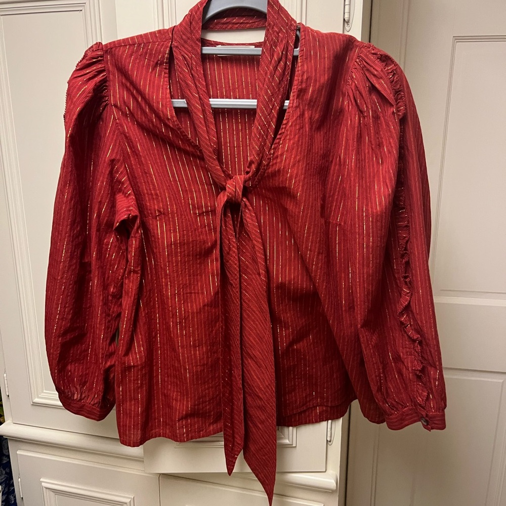 Ulla johnson shirt, beautiful red with gold threads